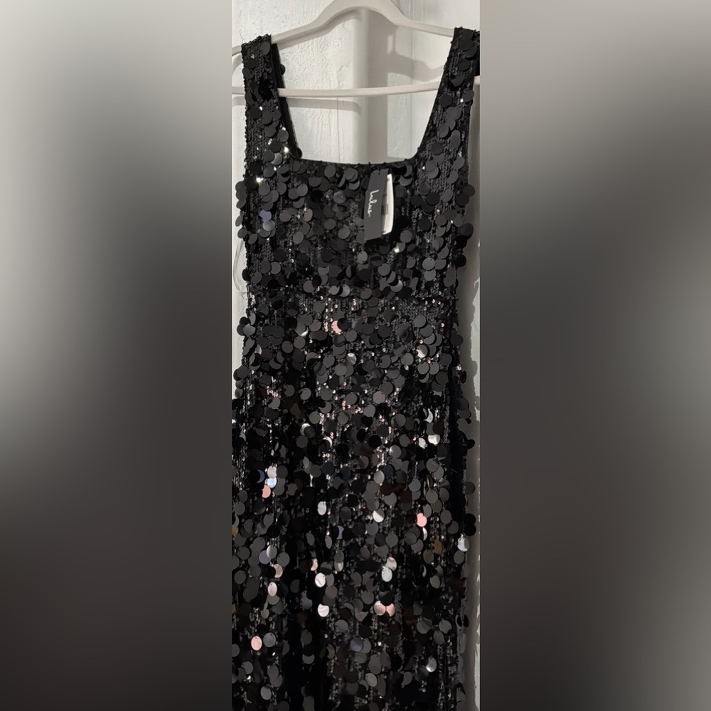 Lulus Black Sequin Maxi Dress Small Sleeveless Formal Evening Gown NWT - Picture 3 of 9